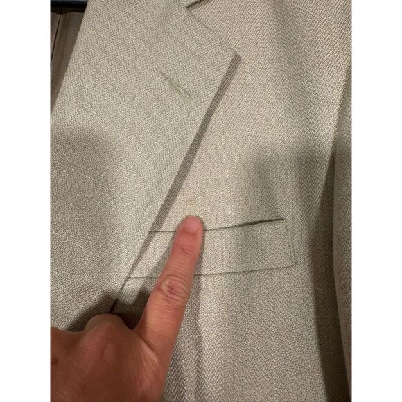 Haggar Clothing Co. Mens Suit Jacket Blazer Size 42 Long Light Beige Solid Lined - Picture 3 of 13
